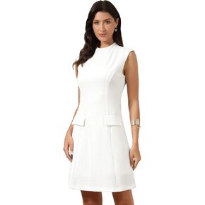 فستان Allegra K Tweed Sheath لفستان مكتب نسائي برقبة وهمية بدون أكمام in Kuwait