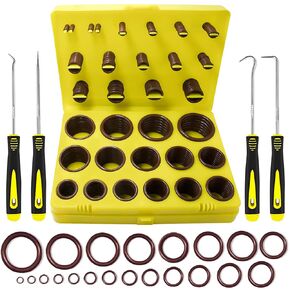KEZE 382 قطعة SAE Viton O Ring Assortment Kit 30 مقاسًا مجموعة حلقات O بنية لمختلف محركات السيارات والمضخات والأسطوانات والسباكة ومقاومة المواد الكيميائية لدرجات الحرارة العالية 75A مع خطاف حلقات O in Kuwait