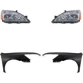 Replacement Headlight Kit Lens and Housing (Left and Right) fits Honda Accord 2006-2007 2.4L I4 Halogen (Driver and Passenger) in Kuwait