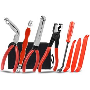 Vovoir 8PCS Electrical Disconnect Pliers, Automotive Electrical Plug Connector Disconnect Tool, Connector Separator,Hose Clamp Pliers and Red trim removal tool set，Applicable to Cars, Trucks, and SUVs in Saudi Arabia