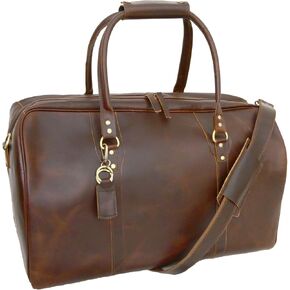 حقيبة M&G BAGS الجلدية للسفر للرجال والنساء، حقائب كلاسيكية كلاسيكية بسحاب لعطلة نهاية الأسبوع طوال الليل مع حزام كتف قابل للتعديل، مناسبة للحمل في المقصورة في صالة الألعاب الرياضية - 22 بوصة in Saudi Arabia