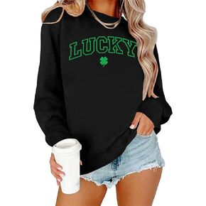 St Patrick Day Sweatshirt Women Clover Lucky Sweatshirts Irish Shamrock Print Pullover Casual Long Sleeve Tops in Saudi Arabia