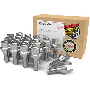 Wheel Accessories Parts Set of 20 Chrome 14x1.5 Lug Bolt Kit Cone Seat Acorn 17mm Hex, 24mm Shank Length, M14x1.50 Thread Cone Lug Bolts for Aftermarket Wheels (20, Chrome, 14 1.5) in Saudi Arabia