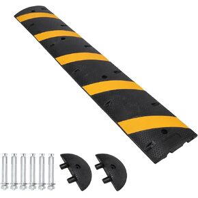 2 Pack 6FT Heavy Duty Rubber Speed Bumps, 25,000 lbs Capacity, 2-Channel Cable Protector Ramps for Driveway, Garage, Road – Reflective, Traffic Calming, Asphalt/Concrete/Gravel, 2 Sets in Kuwait