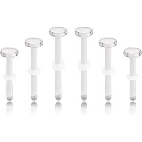 3Pair Glass Piercing Retainers,Retainer Glass Clear, Eyebrow Rook Flat Tongue Nose Belly Button Piercing Jewelry,Hypoallergenic, Flexible Retainers Spacers in Kuwait