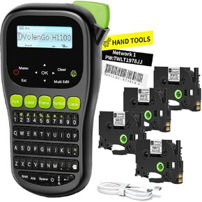 Label Maker Machine with 4 Tapes, Wire Label Maker Waterproof-Labels, Laminated Handheld Label Printer, Backlit & Portable & One-Touch Key, H1100 Labeler for Industrial Office Organization in Kuwait