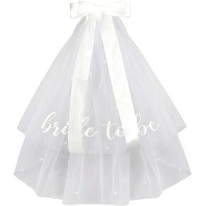 Bridal Veil Short 2 Tier，Pearl Bridal Veil with Comb，for Bride Bachelorette Party Cathedral Wedding Bridesmaid Hair Accessory in Saudi Arabia