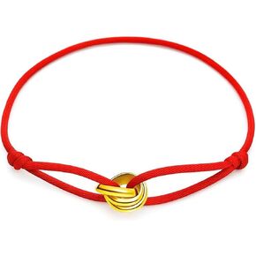 Red String Protection Bracelet for Women Men - Lucky Kabbalah Rope Amulet with Trinity Circle, Handmade Adjustable Thread Friendship Jewelry, Meaningful Gift for Good Luck & Blessing in Kuwait