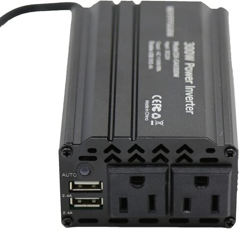 محول طاقة 300 واط تيار مستمر 12 فولت إلى 110 فولت تيار متردد للسيارة مع 2 × 2.4 أمبير قابس سيارة USB مزدوج في محول شاحن مخرج محولات طاقة سوداء للمركبات in Kuwait