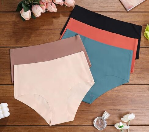 Women Seamless Hipster Underwear 5 PCS,Seamless Breathable Ladies Panties,Set of SolidColor Breathable IceSilk Seamless in Saudi Arabia