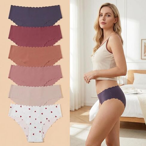 Womens Seamless Underwear Pack Low-Rise No Show Bikini & Hipster Panties, Soft Panties for Women, 6 Pack in Saudi Arabia