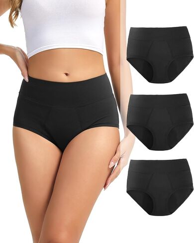 Period Underwear for Women Heavy Flow 60ml - High Waist Long Staple Combed Cotton Leak Proof Menstrual Panties 3 Pack in Saudi Arabia