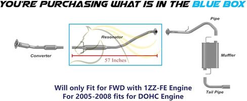 العادم الشمالي الشرقي | أنبوب مرنان العادم من الفولاذ المقاوم للصدأ متوافق مع Pontiac Vibe 2005-2008 1.8L | يتضمن براغي وصواميل وشماعات وحشية ومشبك مجانًا | قطع غيار السيارات in Kuwait