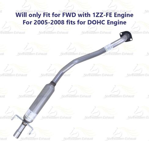 العادم الشمالي الشرقي | أنبوب مرنان العادم من الفولاذ المقاوم للصدأ متوافق مع Pontiac Vibe 2005-2008 1.8L | يتضمن براغي وصواميل وشماعات وحشية ومشبك مجانًا | قطع غيار السيارات in Kuwait