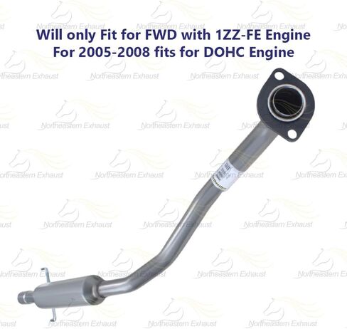 العادم الشمالي الشرقي | أنبوب مرنان العادم من الفولاذ المقاوم للصدأ متوافق مع Pontiac Vibe 2005-2008 1.8L | يتضمن براغي وصواميل وشماعات وحشية ومشبك مجانًا | قطع غيار السيارات in Kuwait