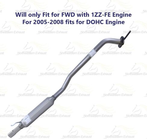 العادم الشمالي الشرقي | أنبوب مرنان العادم من الفولاذ المقاوم للصدأ متوافق مع Pontiac Vibe 2005-2008 1.8L | يتضمن براغي وصواميل وشماعات وحشية ومشبك مجانًا | قطع غيار السيارات in Kuwait
