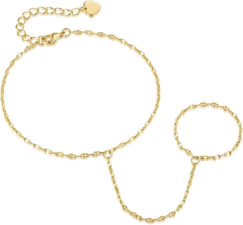 14K Gold Bracelets for Women 14K Gold Hand Chain for Women Rings Bracelet Hand Chain Unique Design with Refined Sparkle Womens Bracelets in Saudi Arabia