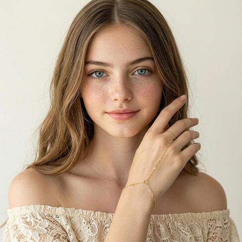 14K Gold Bracelets for Women 14K Gold Hand Chain for Women Rings Bracelet Hand Chain Unique Design with Refined Sparkle Womens Bracelets in Saudi Arabia