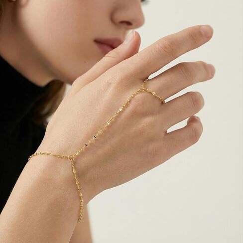14K Gold Bracelets for Women 14K Gold Hand Chain for Women Rings Bracelet Hand Chain Unique Design with Refined Sparkle Womens Bracelets in Saudi Arabia