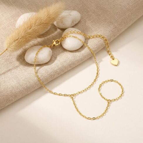 14K Gold Bracelets for Women 14K Gold Hand Chain for Women Rings Bracelet Hand Chain Unique Design with Refined Sparkle Womens Bracelets in Saudi Arabia