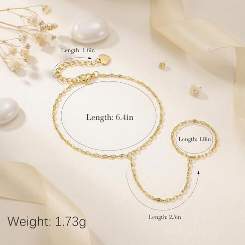 14K Gold Bracelets for Women 14K Gold Hand Chain for Women Rings Bracelet Hand Chain Unique Design with Refined Sparkle Womens Bracelets in Saudi Arabia