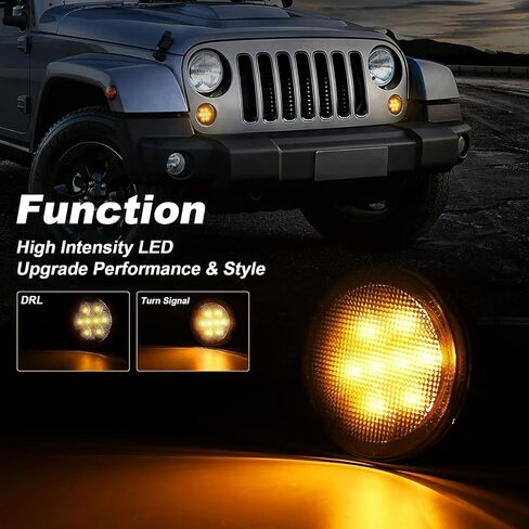 JK LED Turn Signal Lights Smoked Lens Parking Turn Signal Lights Function for 2007-2018 Jeep Wrangler JK & Wrangler Unlimited JKU in Kuwait