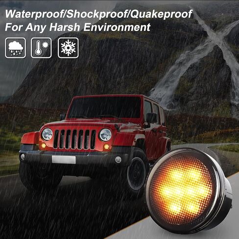 JK LED Turn Signal Lights Smoked Lens Parking Turn Signal Lights Function for 2007-2018 Jeep Wrangler JK & Wrangler Unlimited JKU in Kuwait