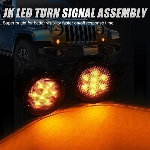 JK LED Turn Signal Lights Smoked Lens Parking Turn Signal Lights Function for 2007-2018 Jeep Wrangler JK & Wrangler Unlimited JKU in Kuwait