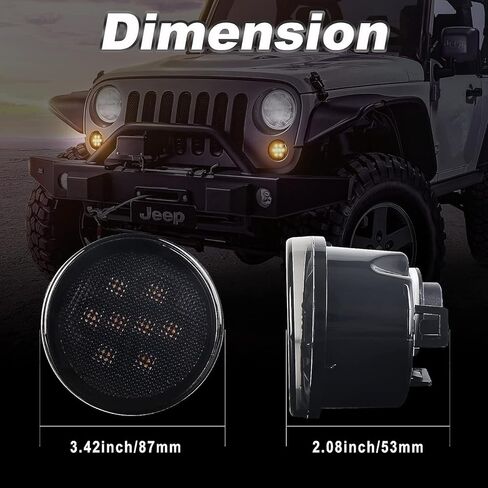 JK LED Turn Signal Lights Smoked Lens Parking Turn Signal Lights Function for 2007-2018 Jeep Wrangler JK & Wrangler Unlimited JKU in Kuwait