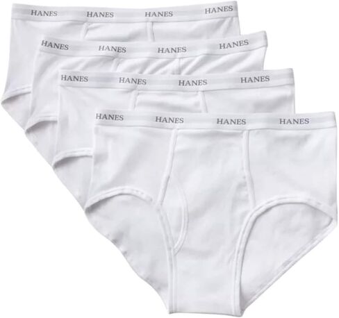 سراويل داخلية كبيرة للرجال من Hanes - مقاسات (عبوة من 4 قطع)، أبيض، مقاس XX-Large in Kuwait