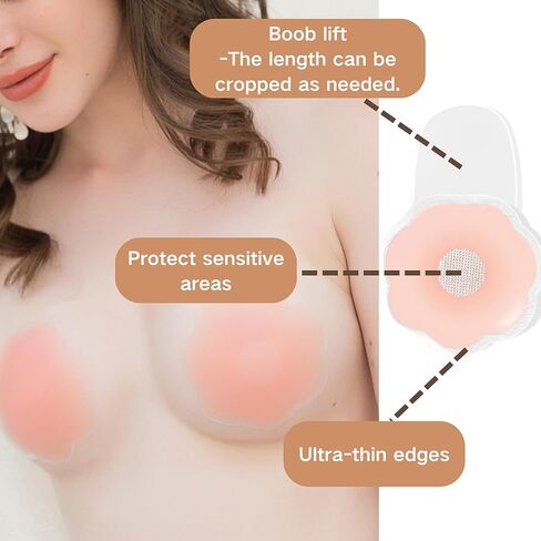 Nipple Covers for Women with Lift,2 Pairs,4'' Silicone Breast Lift Pasties fit A-D Cup,Reusable Nude in Saudi Arabia