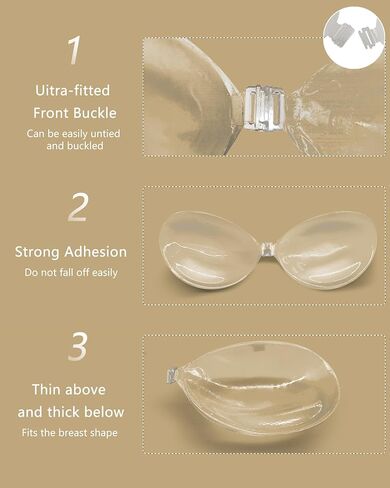BeaGirl Adhesive Bras Clear Gel Push Up Seamless Silicone Reusable Strapless Invisible Sticky Bra for Backless Dress in Saudi Arabia
