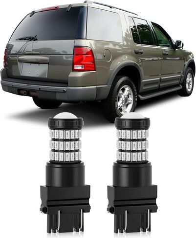 مصابيح LED حمراء رائعة 3157 4157 3057 4057 متوافقة مع مصابيح الفرامل Ford 2002-2010 Explorer ومصابيح الذيل Explorer 2002-2005، حزمة من 2 in Kuwait