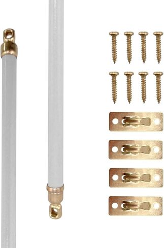 White Swivel Sash Curtain Rods with Brass Ends, Set 21-38 inch, 2 pack white in Kuwait