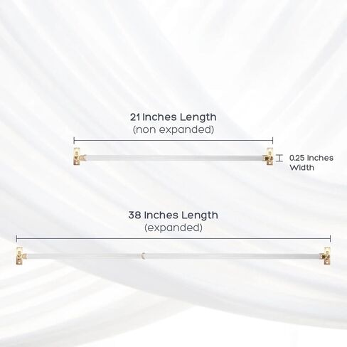 White Swivel Sash Curtain Rods with Brass Ends, Set 21-38 inch, 2 pack white in Kuwait