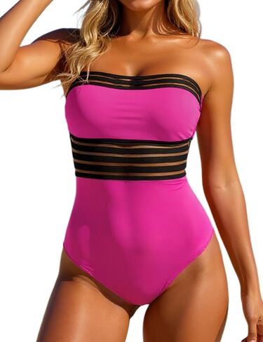 Hilor Women's Strapless One Piece Swimsuits Tummy Control Swimwear Halter Slimming Bathing Suits Monokini in Saudi Arabia