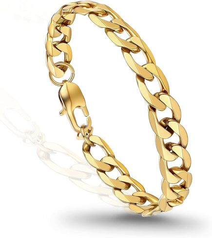 PROSTEEL 316L Stainless Steel Bracelet For Men, Stylish Figaro Chain, Hypoallergenic Jewelry, Black/Gold/Silver Tone, W:6mm-13mm, L:7.5"/8.3", Come with Box in Saudi Arabia