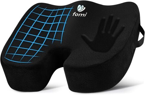 FOMI Extra Thick Firm Coccyx Orthopedic Memory Foam Seat Cushion | Black Large Cushion for Car or Truck Seat, Office Chair, Wheelchair | Back Pain Relief (Black) in Saudi Arabia