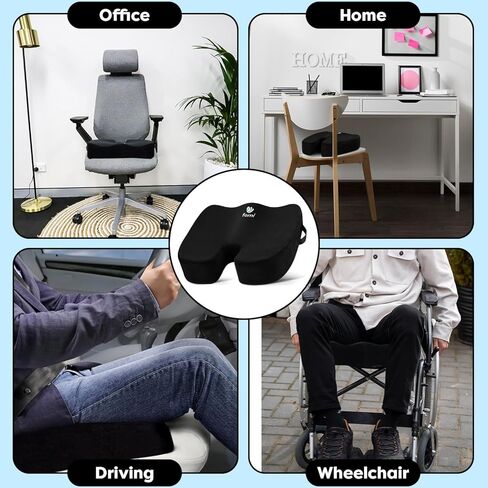 FOMI Extra Thick Firm Coccyx Orthopedic Memory Foam Seat Cushion | Black Large Cushion for Car or Truck Seat, Office Chair, Wheelchair | Back Pain Relief (Black) in Saudi Arabia