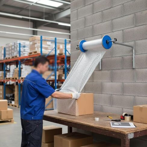 حامل فقاعات لف الفقاعات الفقاعية على الحائط، حامل وسادة الفقاعات للتعبئة المتحركة وحماية الشحن من المصنع السريع (عرض الفيلم 80 سم) in Kuwait