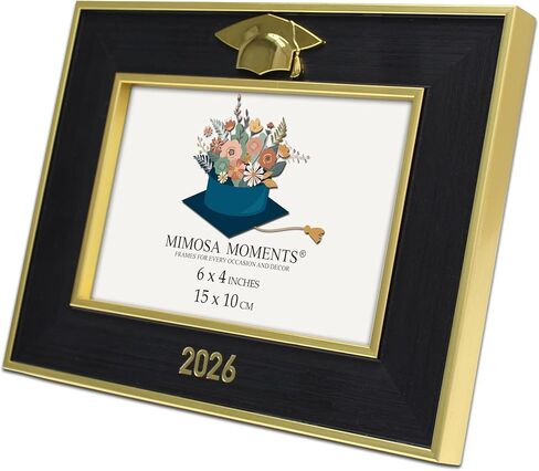 MIMOSA MOMENTS Black Class of 2024 Graduation Picture Frame, Then and Now Double 4x6 Photo Frame in Kuwait