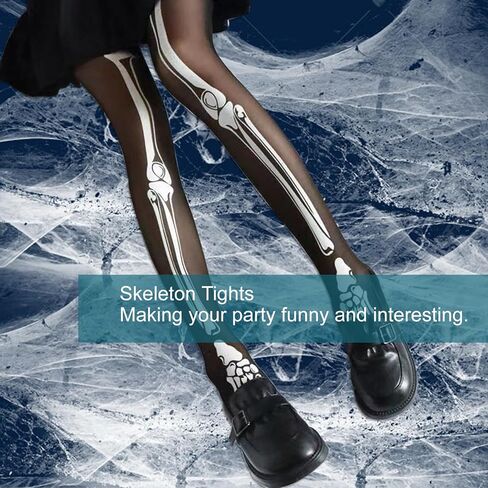 Skeleton Tights Zombie Legging with Feet, Black Halloween Skeleton Costume Skull Stocking Day of The Dead Scar Socks (US, Alpha, Large, Regular, Regular, BLACK) in Saudi Arabia