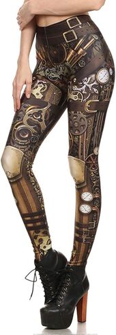 Women Steampunk Retro Leggings Comic Cosplay Punk Print Polyester Gothic Trousers Capris Pants S-4XL Plus Size in Kuwait