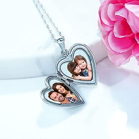 PicturesOnGold.com Sterling Silver Extra Large Heart Locket - 1 1/4 Inch X 1 1/4 Inch in Sterling Silver with Engraving in Saudi Arabia