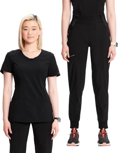 Infinity Women's Scrub Set Round Neck Top 2624A & Mid Rise Jogger Pants CK110A with 360° Stretch and PROTX2 Technology in Saudi Arabia