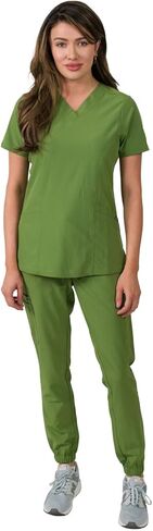 Medgear Olivia Women's Scrubs Set with 4 Pocket Top and Gathered Jogger Pants in Saudi Arabia