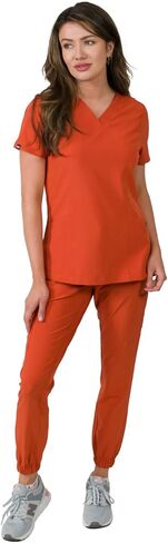 Medgear Olivia Women's Scrubs Set with 4 Pocket Top and Gathered Jogger Pants in Saudi Arabia