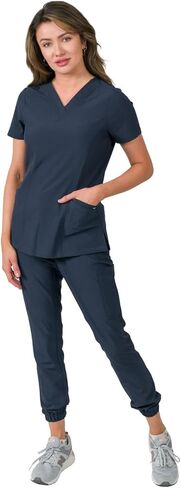 Medgear Olivia Women's Scrubs Set with 4 Pocket Top and Gathered Jogger Pants in Saudi Arabia