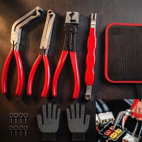 6-Pcs Kit Electrical Disconnect Pliers Set for Cars, Automotive Electrical Plug Connector Disconnect Tool and Connector Separator and Hose Clamp Pliers in Kuwait