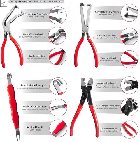 6-Pcs Kit Electrical Disconnect Pliers Set for Cars, Automotive Electrical Plug Connector Disconnect Tool and Connector Separator and Hose Clamp Pliers in Kuwait